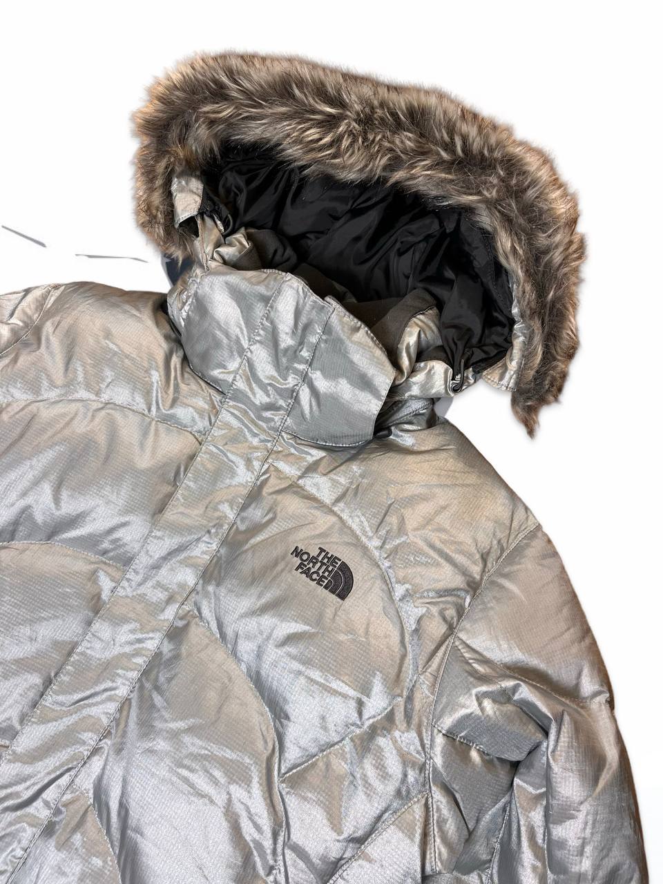 Brugt Used The North Face Dunjakke Vintage Puffer I Silver Sølv farve i M medium Dame i god stand