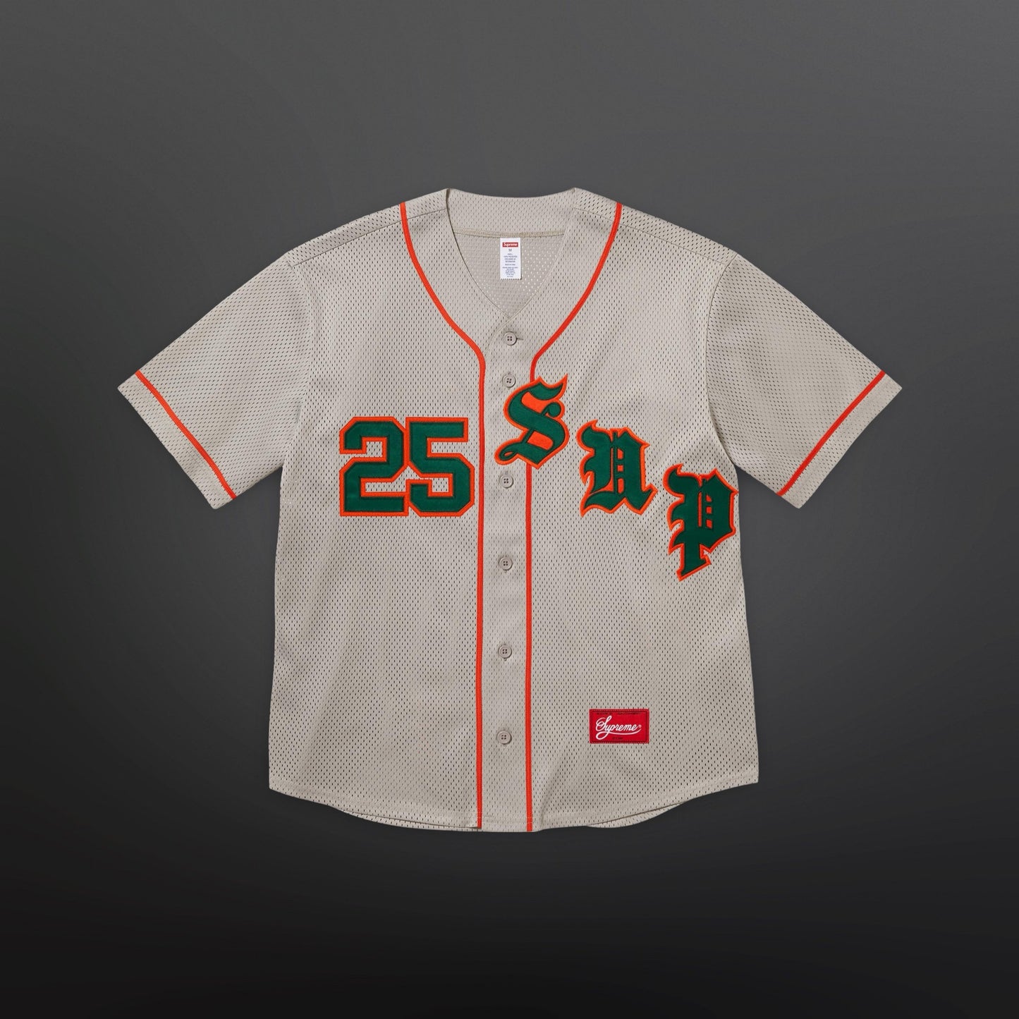 Supreme Old English Baseball Jersey “Grey” SS25 S Small Brand New
