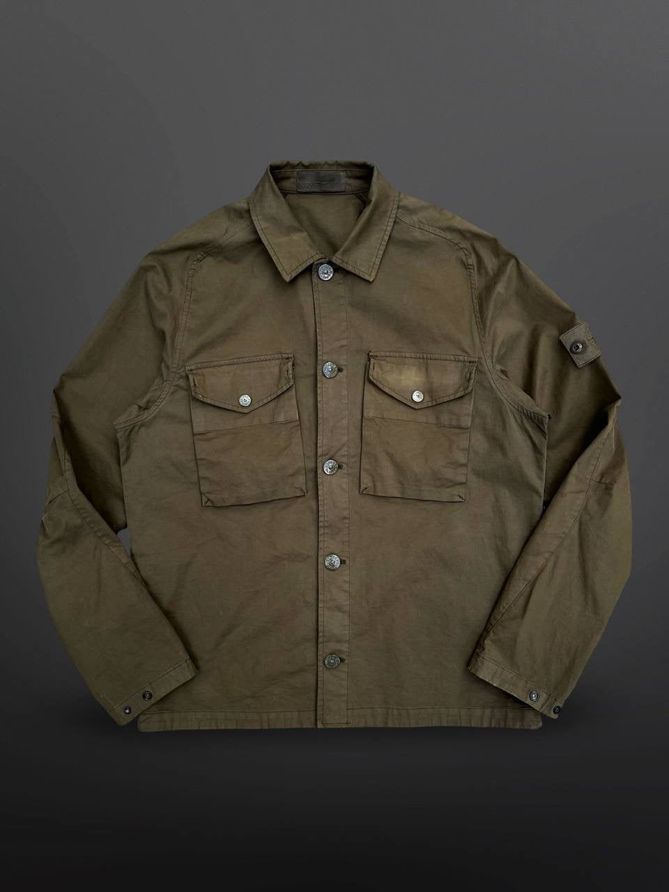Stone Island Overshirt Ghost Military Khaki Grøn M Medium Brugt Used