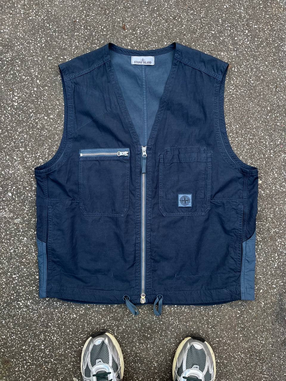 Stone Island Cupro Cotton Vest i Navy Mørkeblå XL