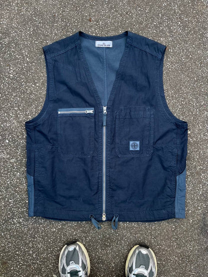 Stone Island Cupro Cotton Vest i Navy Mørkeblå XL