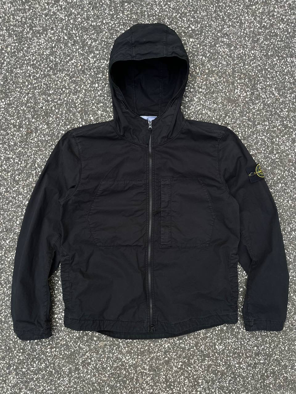 Stone Island Supima Cotton Twill Strech TC Jakke Windbreaker Efterårsjakke i Sort Black L Large 781543310