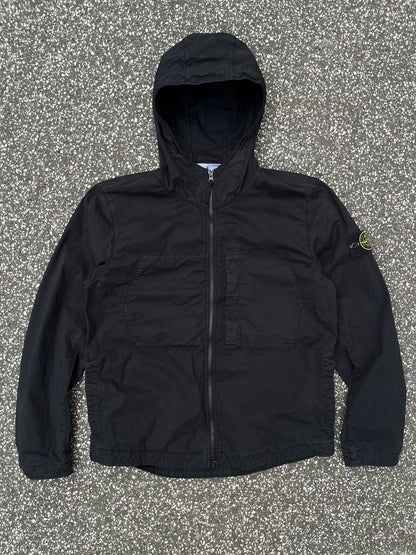 Stone Island Supima Cotton Twill Strech TC Jakke Windbreaker Efterårsjakke i Sort Black L Large 781543310