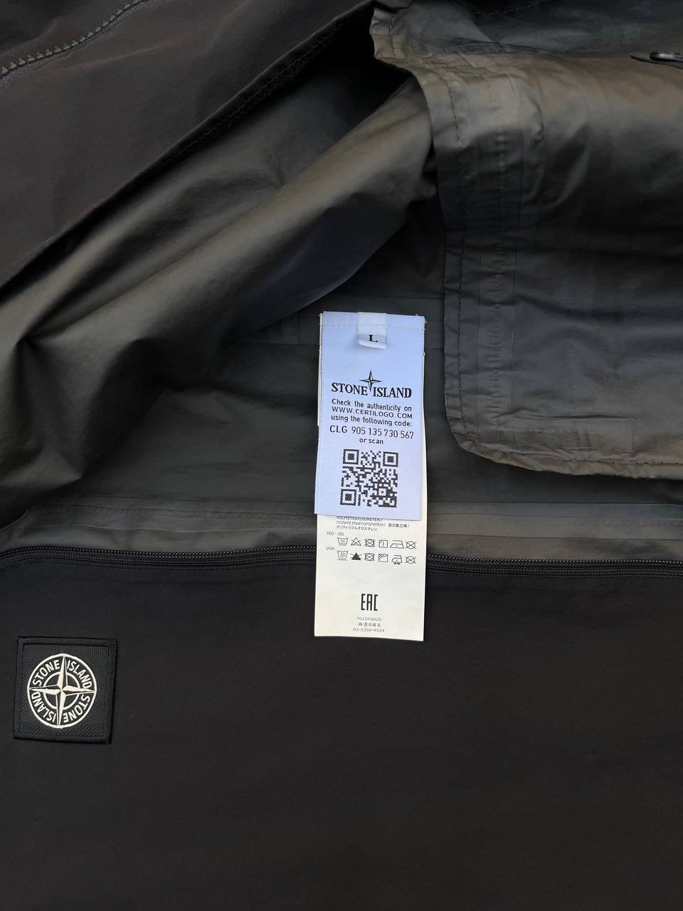 Stone Island Regnjakke Gore-Tex  Paclite L Large Sort