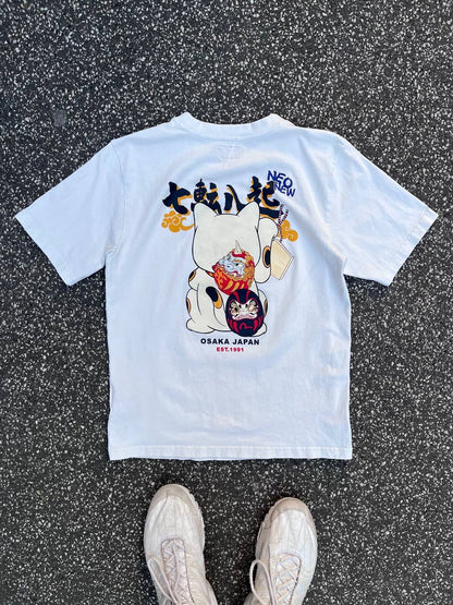 Evisu T-Shirt Evisu Tee i Hvid Japansk Stil Stor Logo Herre Brugt Used