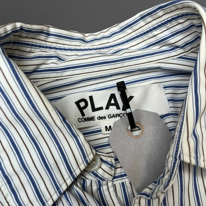 Comme des Garçons PLAY Stribet Skjorte – Hvid/Blå – Str. M