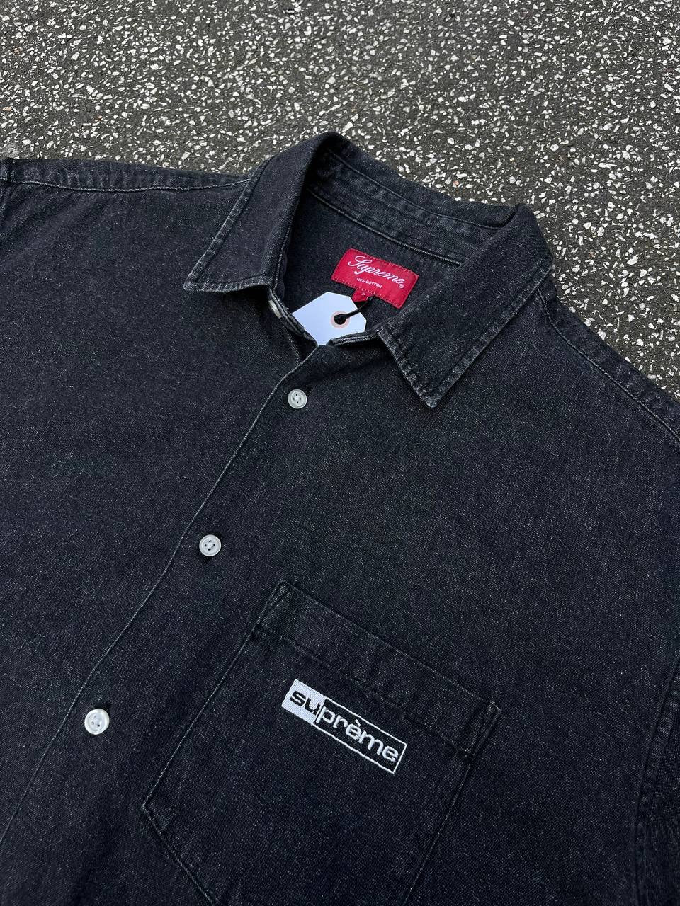 Supreme Skjorte Sommerskjorte Kortærmet Denim Cotton Grå Grey L Large