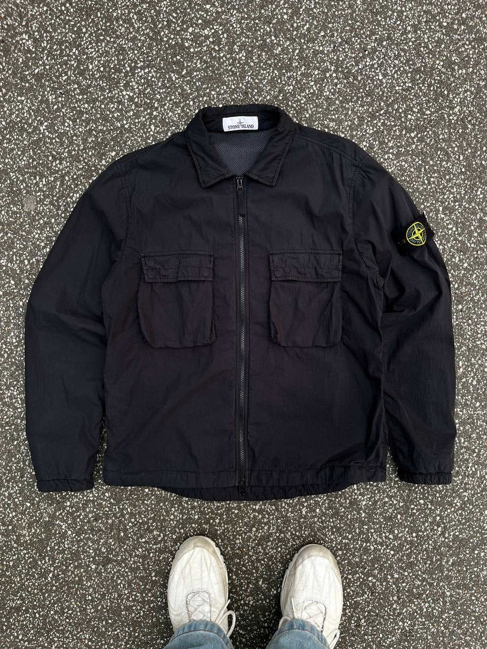 Stone Island Overshirt Skjorte Sommerjakke Overgangsjakke Sort M Medium Brugt Used