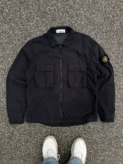 Stone Island Overshirt Skjorte Sommerjakke Overgangsjakke Sort M Medium Brugt Used