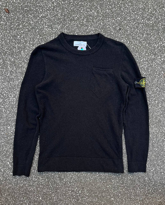 Brugt Used Vintage Stone Island Sweater striktrøje i sort i M medium