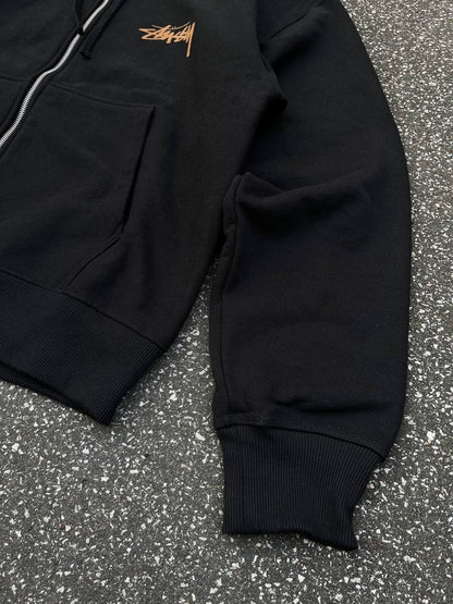 Stussy Zip-Up Hoodie i Sort Large