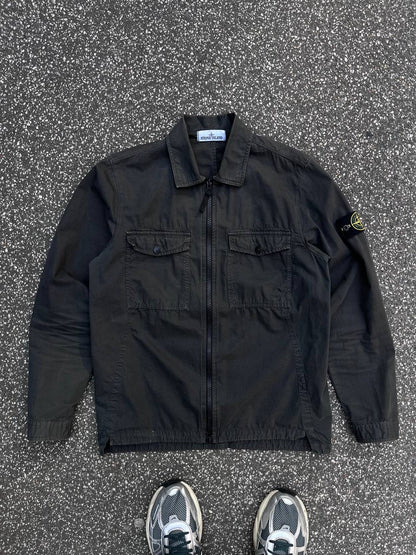 Stone Island Overshirt Skjorte Overgangsjakke til Sommer i Grå Grey M Medium Brugt Used