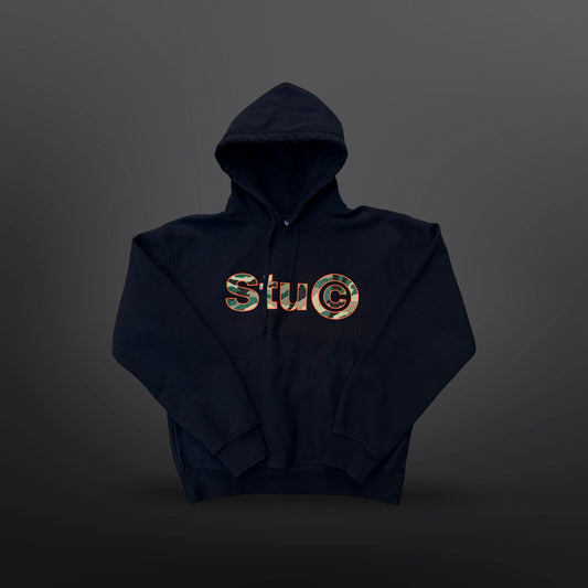 Stüssy Camo Logo Hoodie – Sort – Str. Large