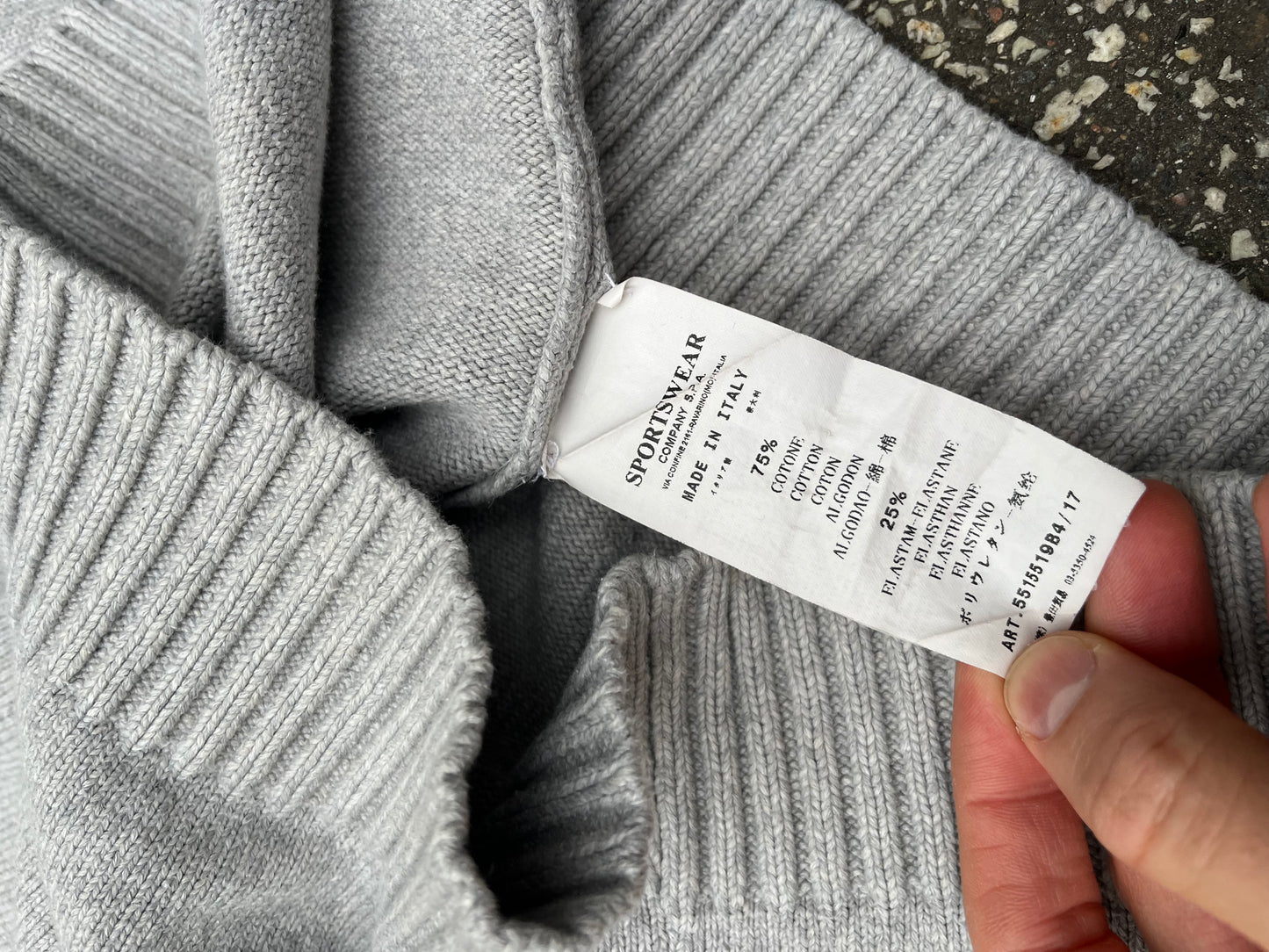 Stone Island Turtleneck Knit – Light Grey Str. L