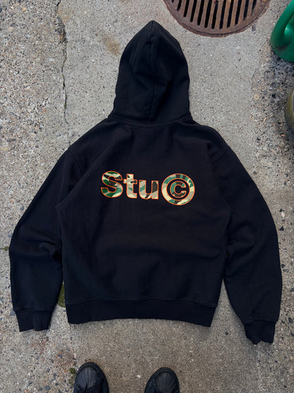 Stüssy Camo Logo Hoodie – Sort – Str. Large
