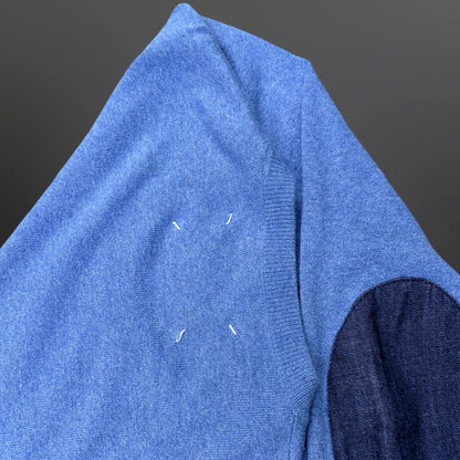 Maison Margiela 14 Elbow Patch Knit Sweater – Blue – Medium