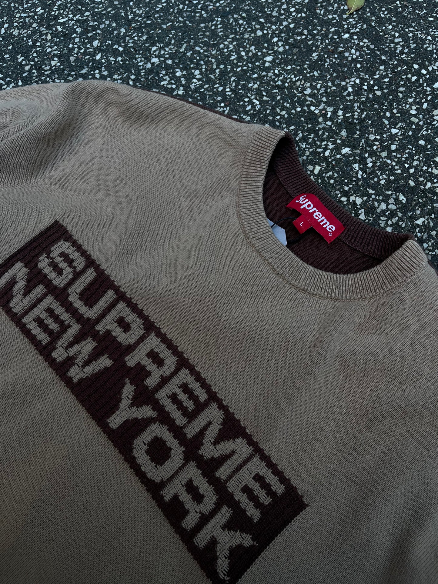 Supreme Strik Crew Neck Beige Brun L Large