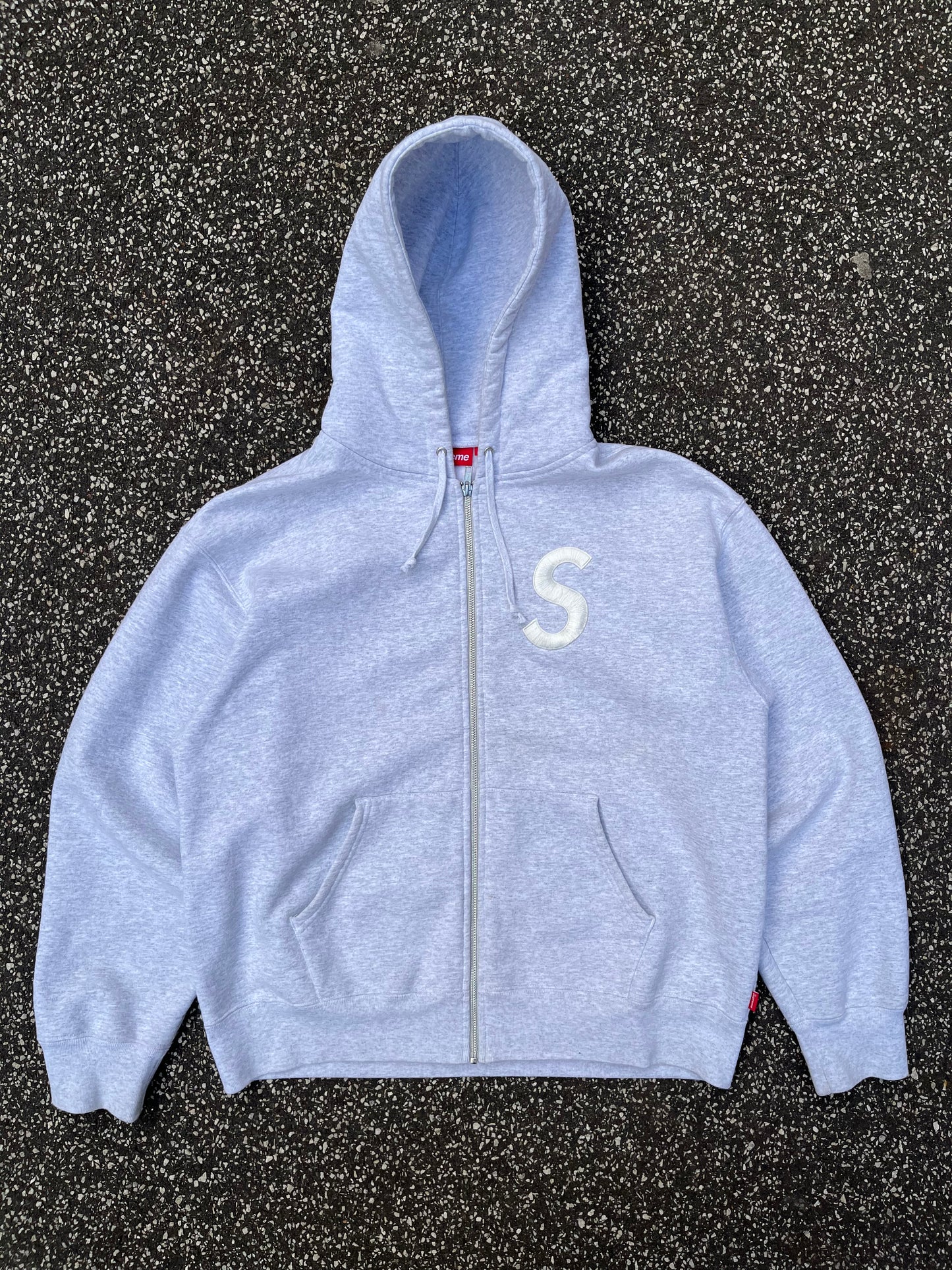 Supreme S Logo Zip Hoodie – Grey – Large