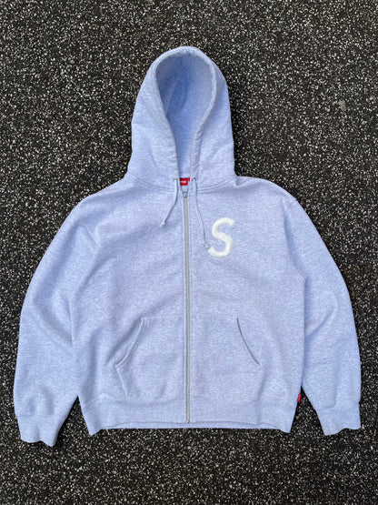 Supreme S Logo Zip Hoodie – Grey – Large
