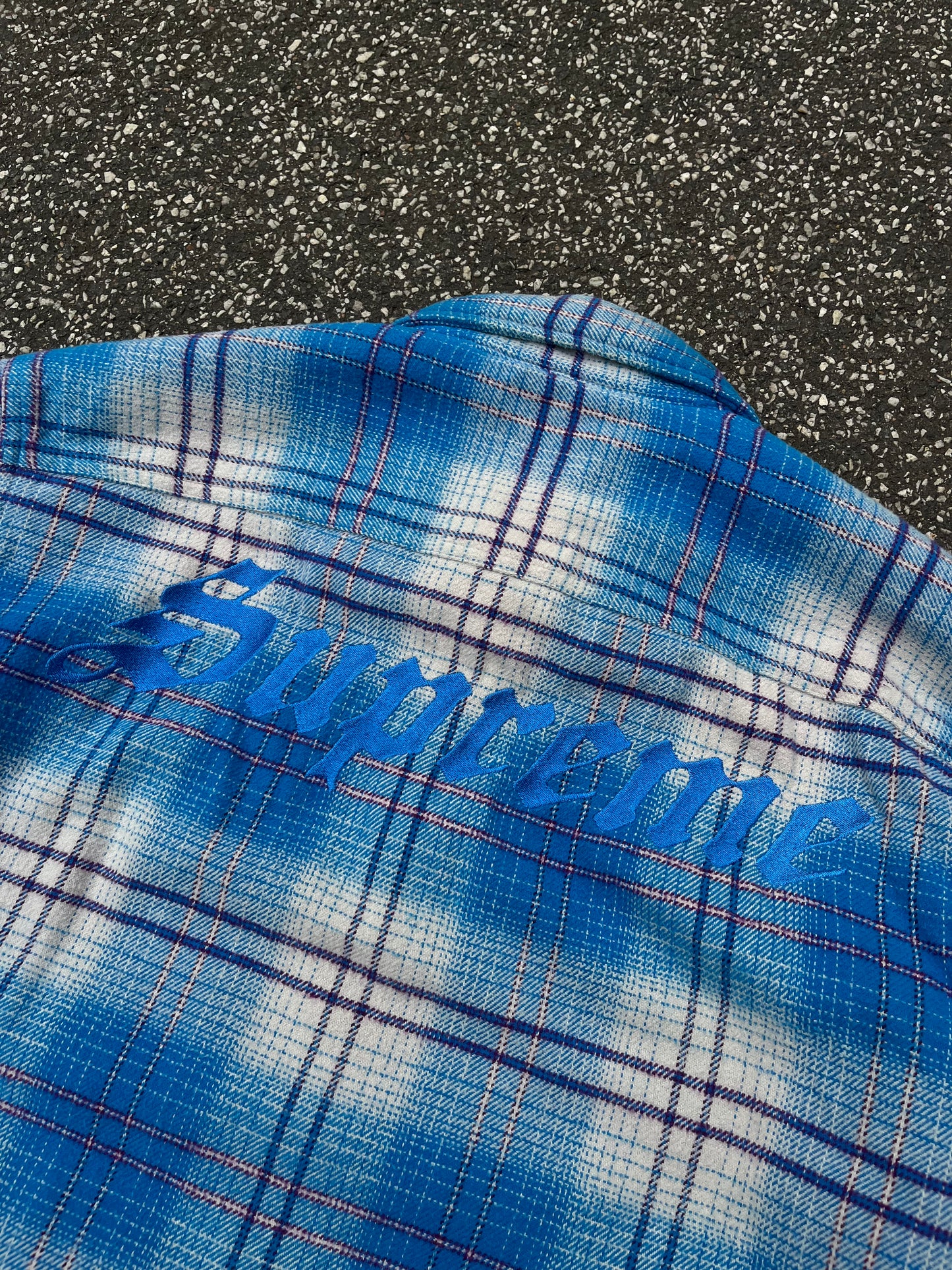 Supreme Sherpa Lined Flannel Jacket Blue Plaid L Large