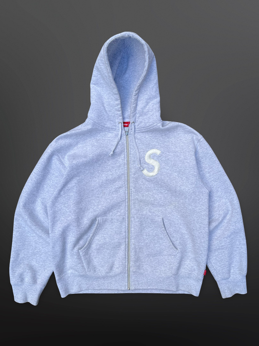 Supreme S Logo Zip Hoodie – Grey – Large