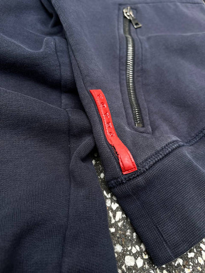 Prada Zip Nylon Hood 2012 Large Navy Vintage Zip Hoodie Zip Up