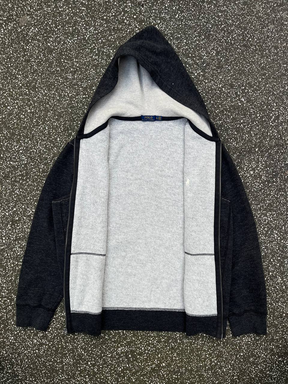 Brugt Used Vintage zip up hoodie Polo Ralph Lauren Old money i grå XL hættetrøje