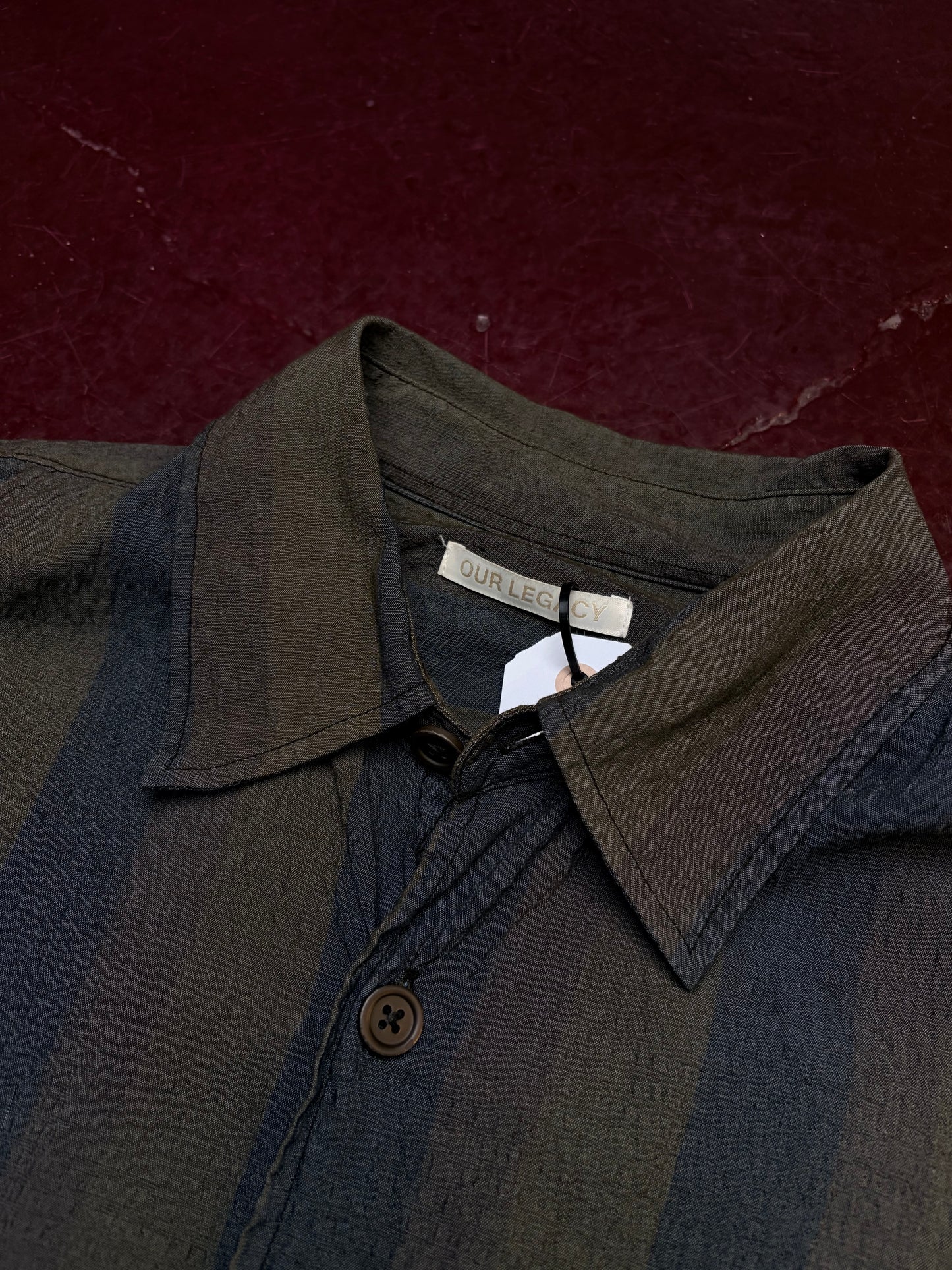 Stüssy x Our Legacy Work Shop Borrowed Shirt – Raw Linen Stripe – Medium