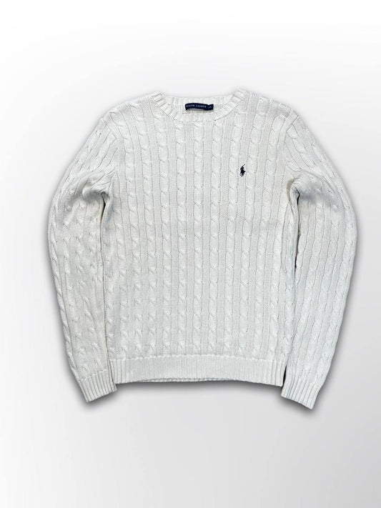 Brugt Vintage Polo Ralph Lauren Cable Net Strik Striktrøje Sweater Old money Style Stockholm style L large