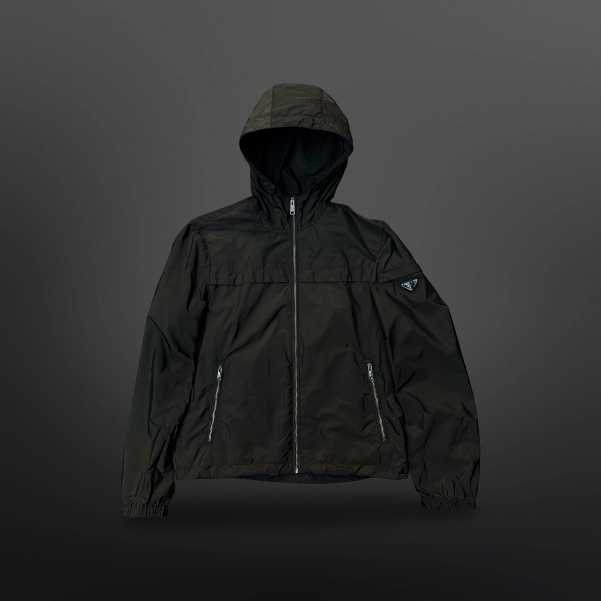 Prada Hooded Nylon Jacket – Dark Olive – Size 50 ( Fitter Medium)