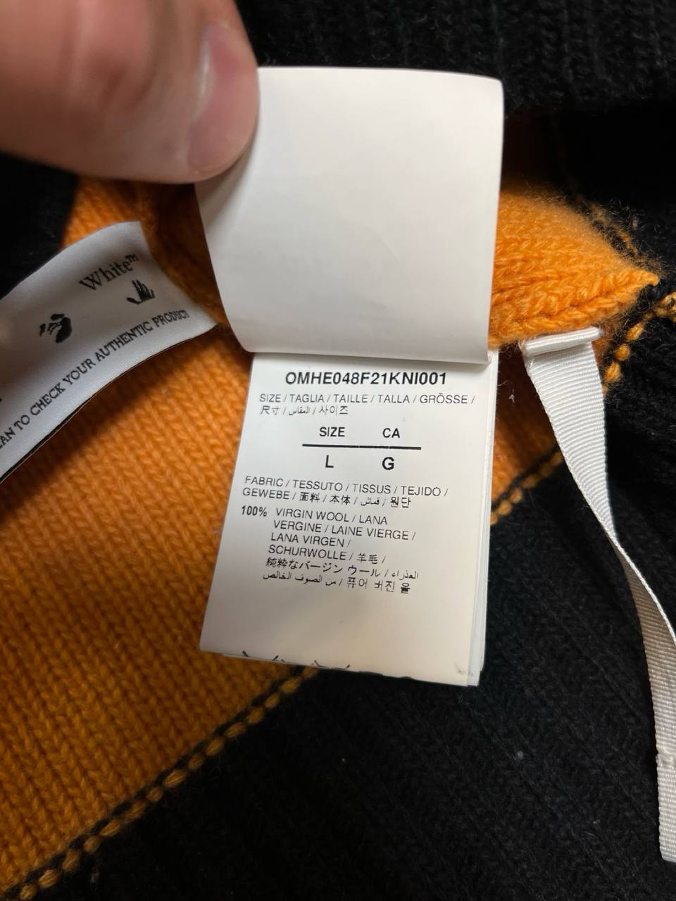 Brugt Off-White Tm Trøje Strik Striktrøje Sweater i uld L large 100% wool uld i multifarve