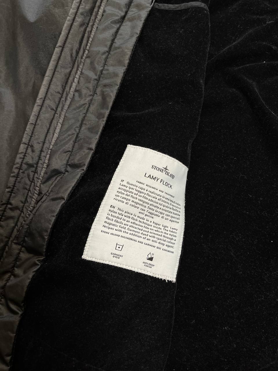 Brugt Used Sjælden Stone Island Jakke Lamy Flock i Grå Sort Farve XL herre