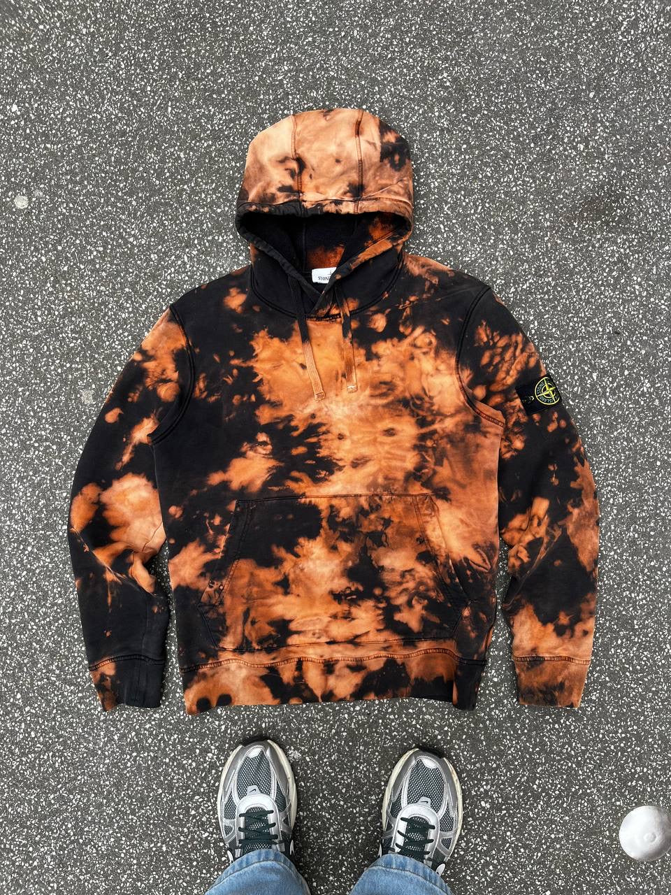 Stone Island Off Dyed Treatment Hættetrøje Hoodie i L Brugt Used