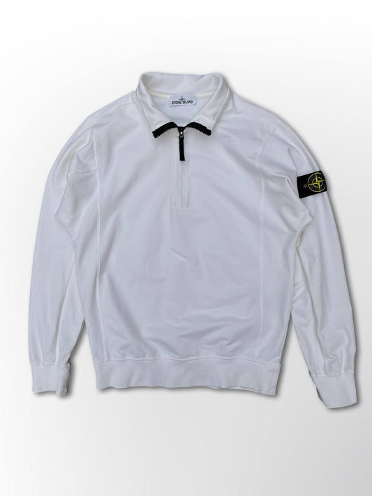Stone Island Pullover Quarter Zip Hvid Brugt Medium Herre