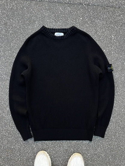 Stone Island Uld Sweater Trøje XXL Sort Brugt Used