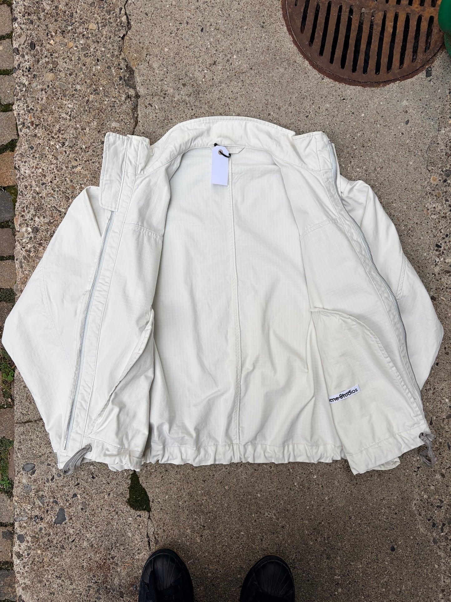 Acne Studios Funnel Neck Ripstop Jacket – Fog Grey – Size 46 (Large)
