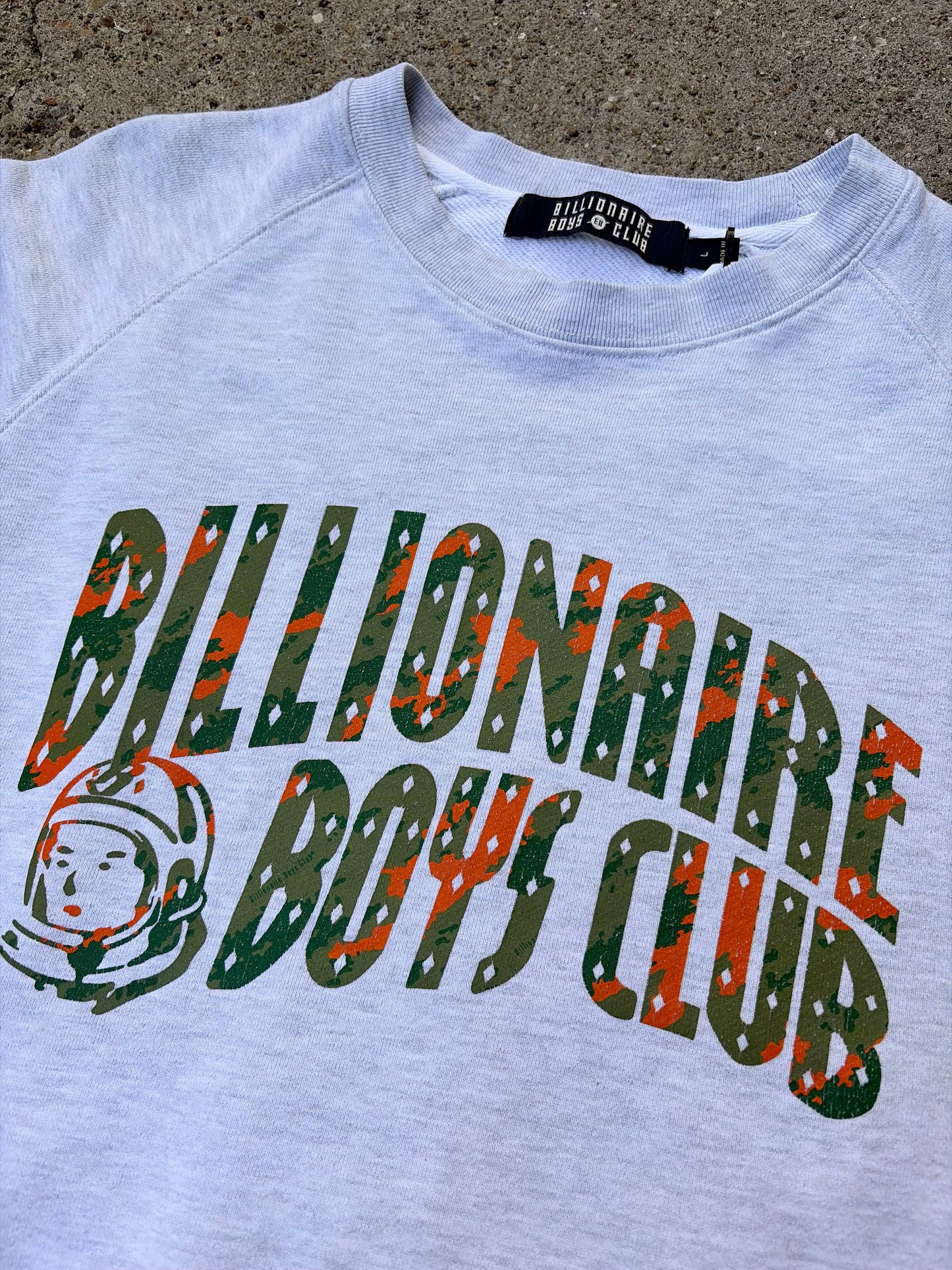 Billionaire Boys Club Camo Logo Crewneck – Grey – Size Large