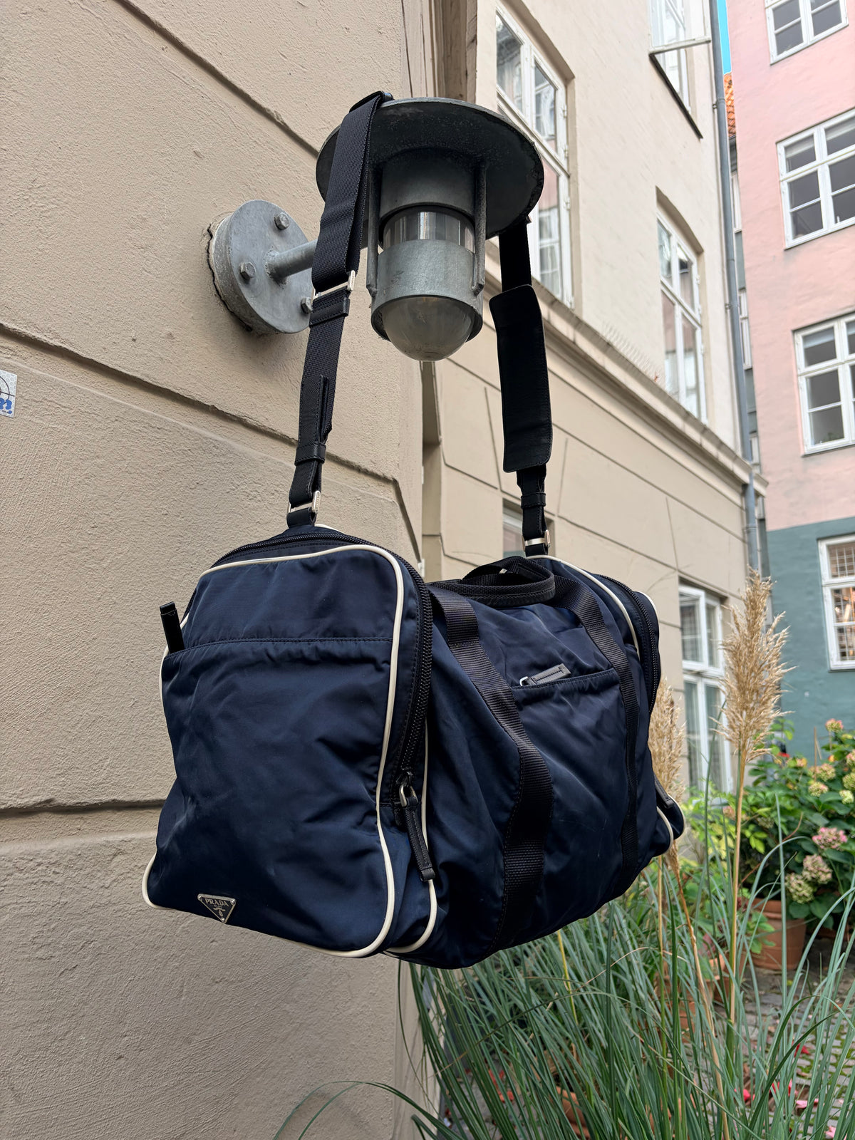 Prada Vintage Nylon Duffle / Travel Bag – Navy