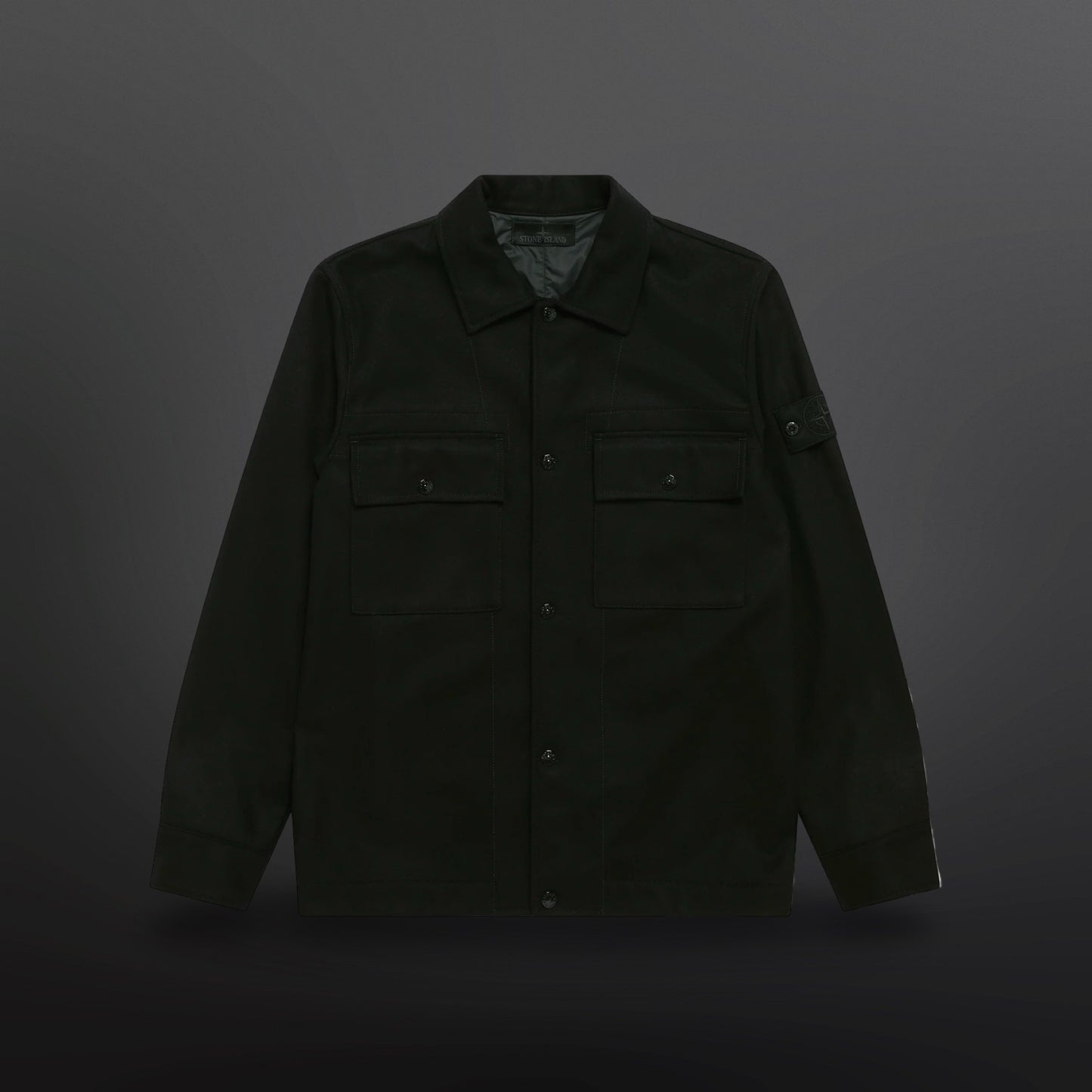 Stone Island Ghost Wool Overshirt Sort M Medium Sort Black