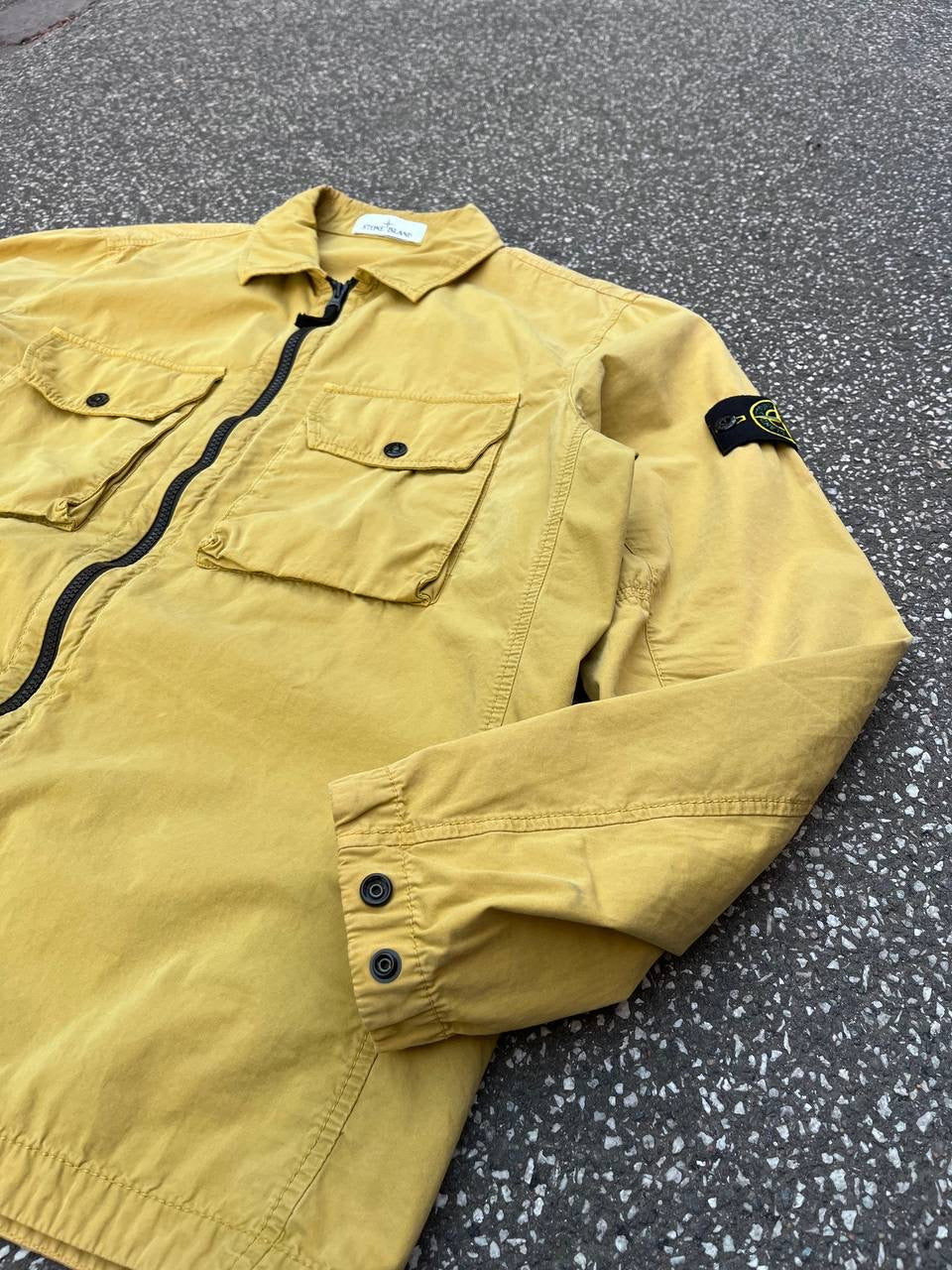 Stone Island Overshirt Sennepgul Skjorte Sommer Jakke Overgangsjakke XL Brugt Used