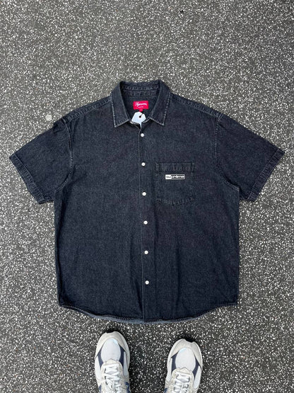 Supreme Skjorte Sommerskjorte Kortærmet Denim Cotton Grå Grey L Large
