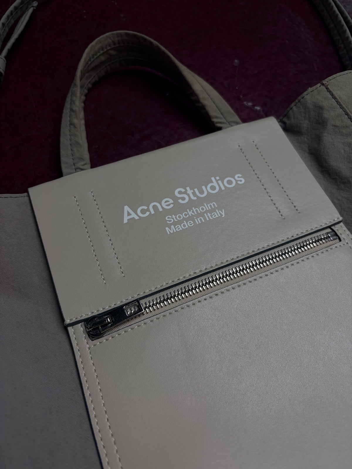 Acne Studios Nylon Tote Bag – Grey / Beige