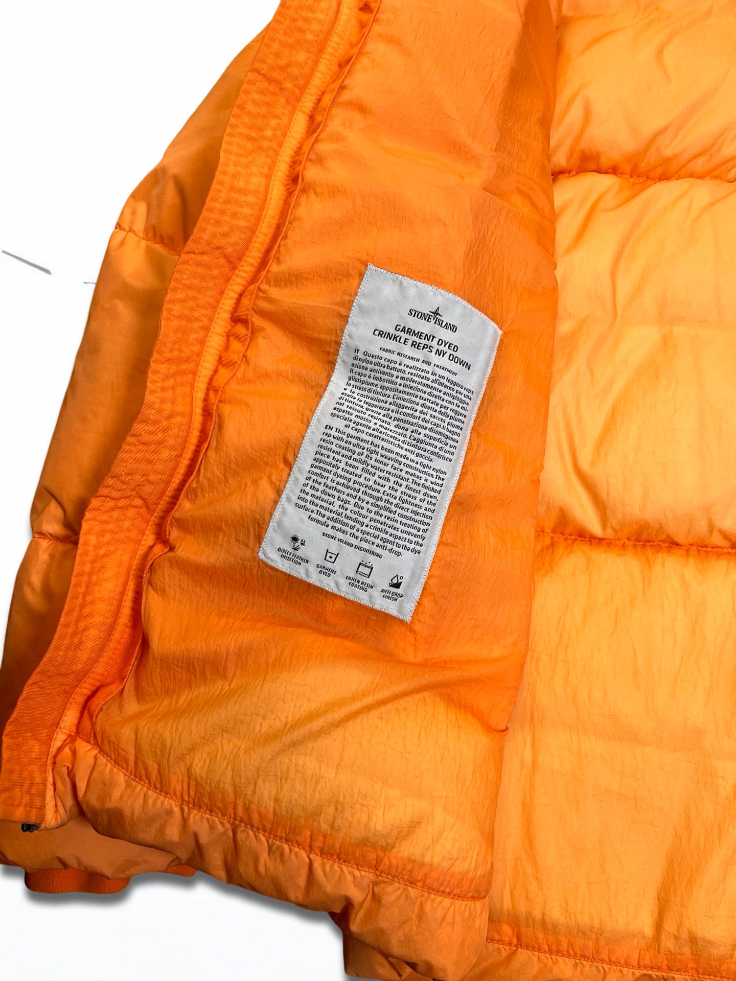 Brugt Used Orange Dunjakke Stone Island Puffer i L large Down Jacket