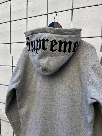 Supreme Old English Zip Up Hoodie Hættetrøje med Lynlås i Grå L large