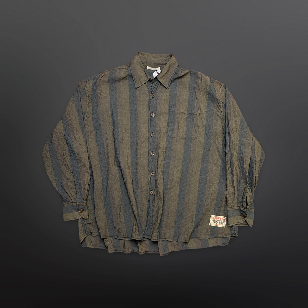 Stüssy x Our Legacy Work Shop Borrowed Shirt – Raw Linen Stripe – Medium