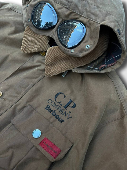 C.P. Company X Barbour google wax jacket parka i Brun brown S small