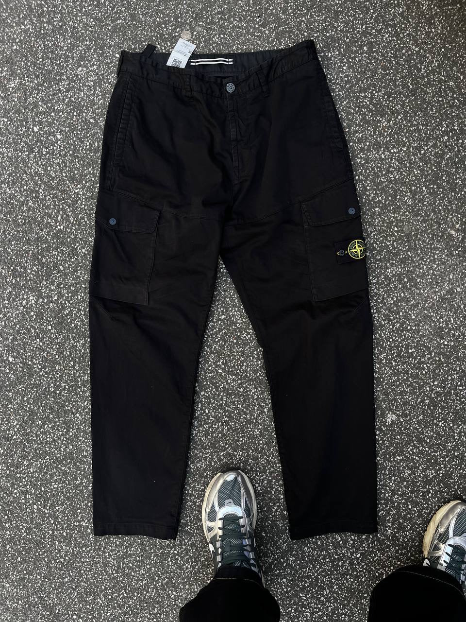 Stone Island Cargo Pants Straight Baggy Fit Sort Black W34 Brugt Used