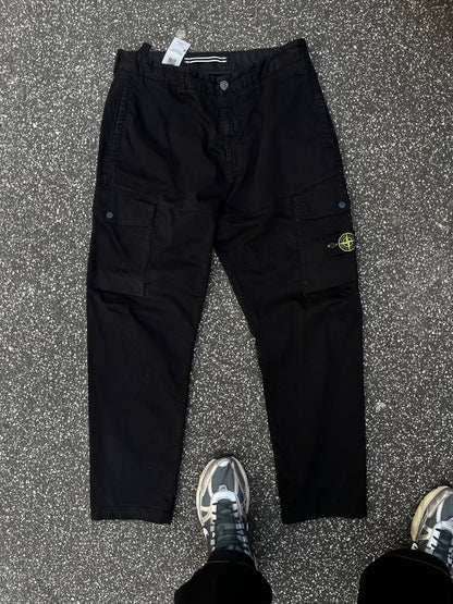 Stone Island Cargo Pants Straight Baggy Fit Sort Black W34 Brugt Used