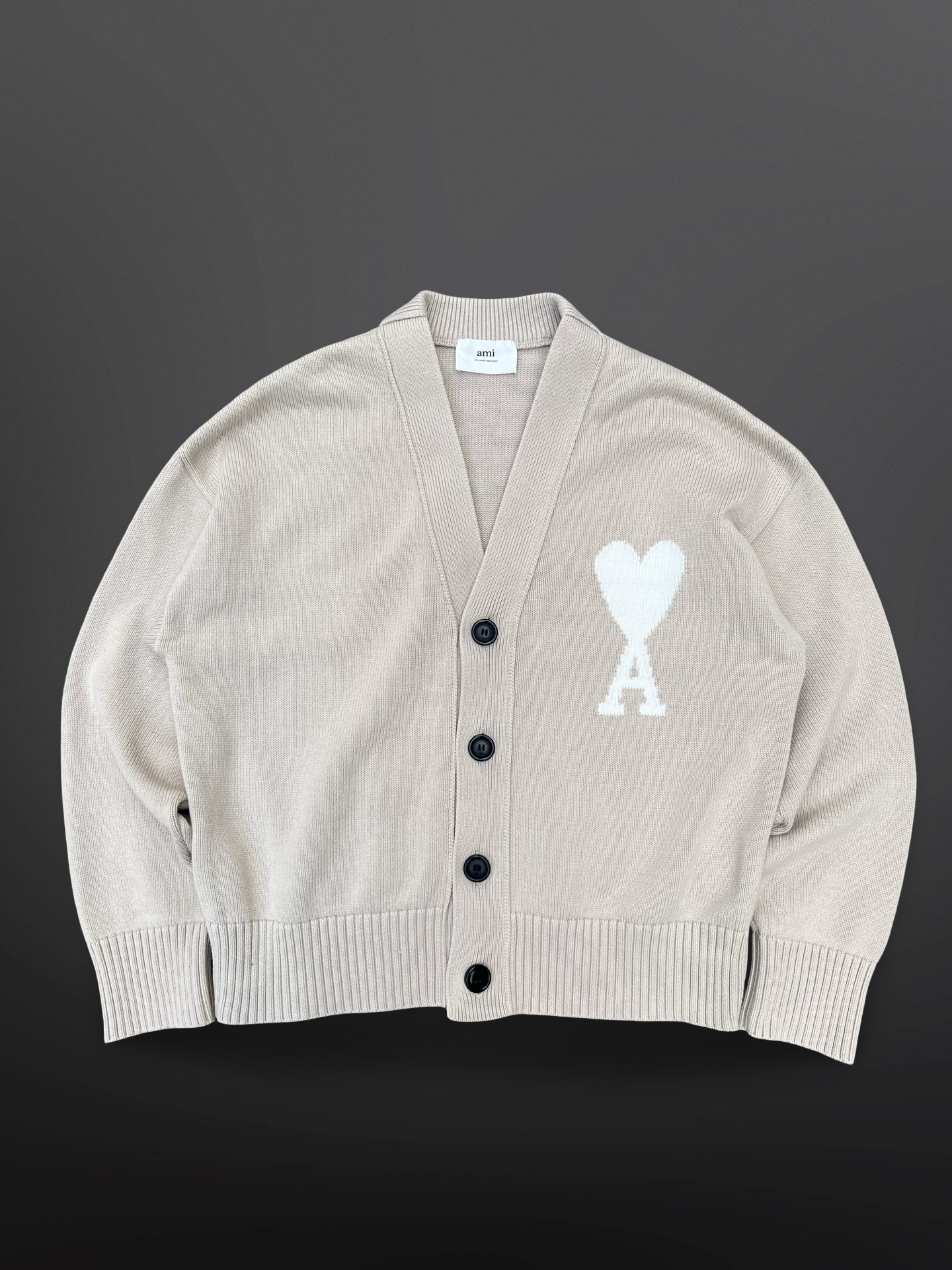 AMI Paris De Coeur Cardigan Beige, Str. L