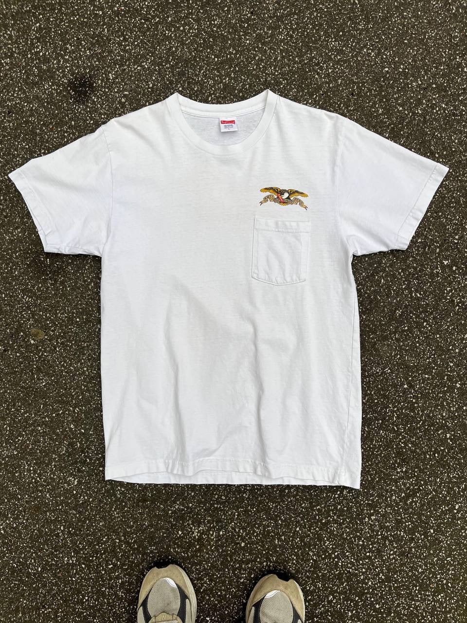 Supreme T-shirt X Anti Skateboards Hero Eagle SS16 L Large Hvid White